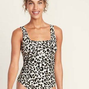 Old Navy leopard print square-neck swimsuit Small